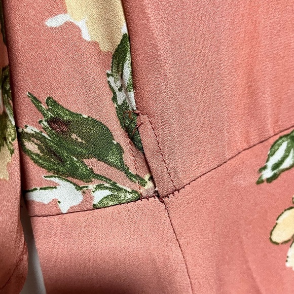 Twik Floral Wrap Dress Pink Rust Midi Size L - Picture 9 of 13
